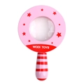 Children's wooden magnifying glass toy in pink and red stars design by Wodi Toys - Pink