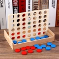 Educational wooden Connect Four game set with red and blue pieces for children - Standard Type