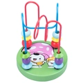 Mini wooden bead maze toy with green round base and cartoon mushroom for kids - Mushroom Style