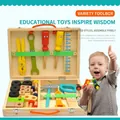 Cassetta degli attrezzi educativa in legno per bambini con martello, sega e accessori colorati - Cartone Animato Grande