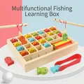 Gioco educativo di pesca in legno con bastoncini colorati per contare e pesci magnetici - Scatola di Apprendimento Multifunzionale (Set)