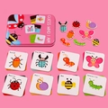 Kids insect matching puzzle set with 8 pairs and pink tin box for early learning play - Insect Style