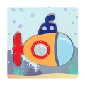 3D wooden submarine puzzle with chunky colorful pieces for toddler motor skill development - Submarine