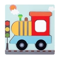 Educational 3D wooden puzzle toy for toddlers featuring a colorful cartoon train design - Train