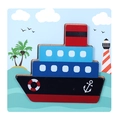 3D wooden steamship puzzle toy with multi-layer blocks and nautical background for kids - Ship