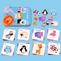 Puzzle abbinamento animali in scatola blu per l'apprendimento cognitivo infantile - Stile Animale
