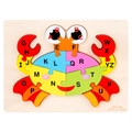 Puzzle alfabetico in legno a forma di granchio colorato per l'apprendimento - Granchio