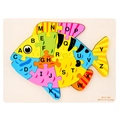 Puzzle alfabeto in legno a forma di pesce con lettere colorate A-Z per bambini - Pesce