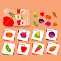 Children vegetable matching puzzle set with 8 cards in a durable metal storage box - Vegetable Set