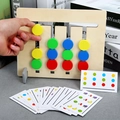 Jeu de logique Montessori en bois double face avec curseurs de couleur et cartes de fruits - Fruits à Quatre Couleurs