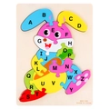 Alphabet puzzle wooden rabbit educational toy for learning 26 letters and animal names - Rabbit