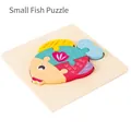 3D wooden fish puzzle for kids featuring colorful interlocking blocks on a natural base - Fish