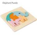 Puzzle 3D en bois éléphant pour enfants avec blocs colorés sur base en bois naturel - Éléphant