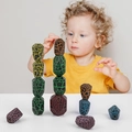 Piedras de madera de colores para niños, juego de equilibrio y bloques de construcción - Estilo Cactus Agrietado