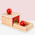 Montessori Objektpermanenz-Box aus Holz mit roten Bällen für die Hand-Auge-Koordination - Objektpermanenz Box