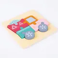 Puzzle 3D en bois camion malaxeur pour enfants avec motifs géométriques colorés - Camion Malaxeur