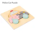 Puzzle 3D en bois de voiture de police pour tout-petits avec blocs de couleurs - Voiture de Police