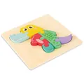 Puzzle 3D en bois crocodile pour l'éveil des enfants avec cinq pièces colorées vives - Crocodile
