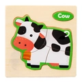 3D wooden cow puzzle for children's early education with easy-to-grip blocks - Cow