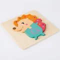 Puzzle 3D en bois en forme de hérisson coloré avec lettre Q et motifs de cœur - Hérisson
