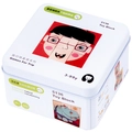 Wooden cartoon boy puzzle toy in a portable travel tin case for kids ages 3 and up - Six-sided Puzzle