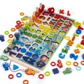 Educatief houten montessori puzzelbord met alfabet, cijfers en magnetisch visspel - Bosdier & Letter Bord (mj-cs-020)