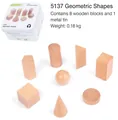 8-piece natural wood geometric shape blocks set with square metal storage box - Natural Geometric Blocks