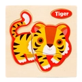 Educational 3D wooden tiger puzzle for kids featuring colorful cartoon animal design - Tiger