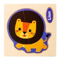 3D wooden cartoon lion puzzle for toddlers with bright colors and smooth edges - Lion