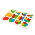Puzzle Montessori in legno con forme geometriche e frazioni in colori vivaci - Combinazione di Tre Modelli (0.38)
