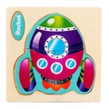 Educational wooden rocket puzzle toy for kids with English word learning print - Rocket