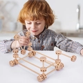 STEM DIY wooden construction tent fort building set for kids educational play - Natural Wood Interlocking Blocks Set