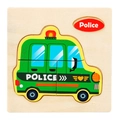Educational 3D wooden puzzle toy for kids featuring a green police car design - Police Car