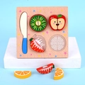 Gioco di frutta in legno da tagliare con puzzle di fragola e arancia per bambini - Tema Frutta
