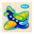 3D wooden airplane puzzle for toddler education with colorful cartoon plane pieces - Airplane