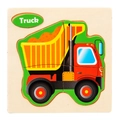 3D wooden truck puzzle for kids featuring colorful yellow and red dump truck pieces - Truck