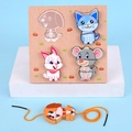 Puzzle in legno per bambini con cane da infilare e pezzi di animali colorati - Tema Animali