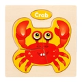 3D wooden cartoon crab puzzle for kids early education with English word learning - Crab