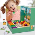 Educational wooden vegetable farm sorting toy set with colorful bowls and flashcards - Standard Type