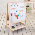 2-in-1 folding wooden magnetic easel with double-sided white and blackboard for kids - Natural Wood 2-in-1 Double-Sided Board