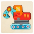 Puzzle 3D educativo in legno a forma di escavatore con blocchi colorati per bimbi - Escavatore