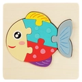 Puzzle 3D en bois en forme de poisson coloré pour l'éveil des enfants avec socle - Poisson