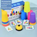 Children's Stacked Cup Battle game with 12 colorful cups, challenge cards and a bell - Double Player Battle Cups