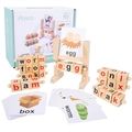 Pädagogisches Buchstabier-Lernspielzeug aus Holz mit Alphabetblöcken und Lernkarten - Buchstabierblöcke und Kartenset