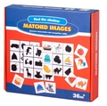 Puzzle educativo in legno con abbinamento di ombre e carte colorate di animali e frutta - Scatola Inglese Rosso Blu