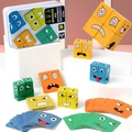 Puzzle di blocchi in legno con cambio faccia per bambini con carte e scatola di metallo - Piccola Scatola di Latta Cambiafaccia