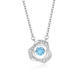 S925 Sterling Silber Kette mit Rosenanhänger, blauem Edelstein und weißen Diamanten besetzt - 925er Silber / Blaue Strass Halskette