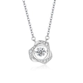 S925 Sterling Silber Mobius Halskette mit schimmerndem runden Mittel-Diamantenanhänger - 925er Silber / Weiße Strass Halskette