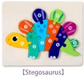 Puzzle 3D in legno di stegosauro per bambini con blocchi numerati 1-10 a colori vivaci - Stegosauro