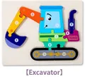 Puzzle escavatore in legno per bambini con blocchi colorati numerati per imparare - Escavatore